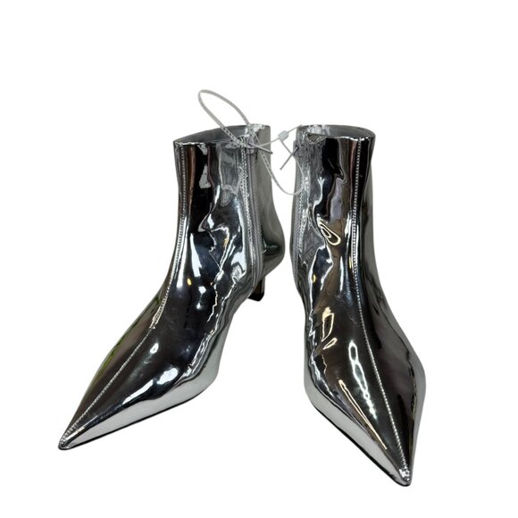 Gianni Bini Silver Metallic Pointed Toe Ankle Booties – Women’s Size 8.5M - Picture 8 of 10